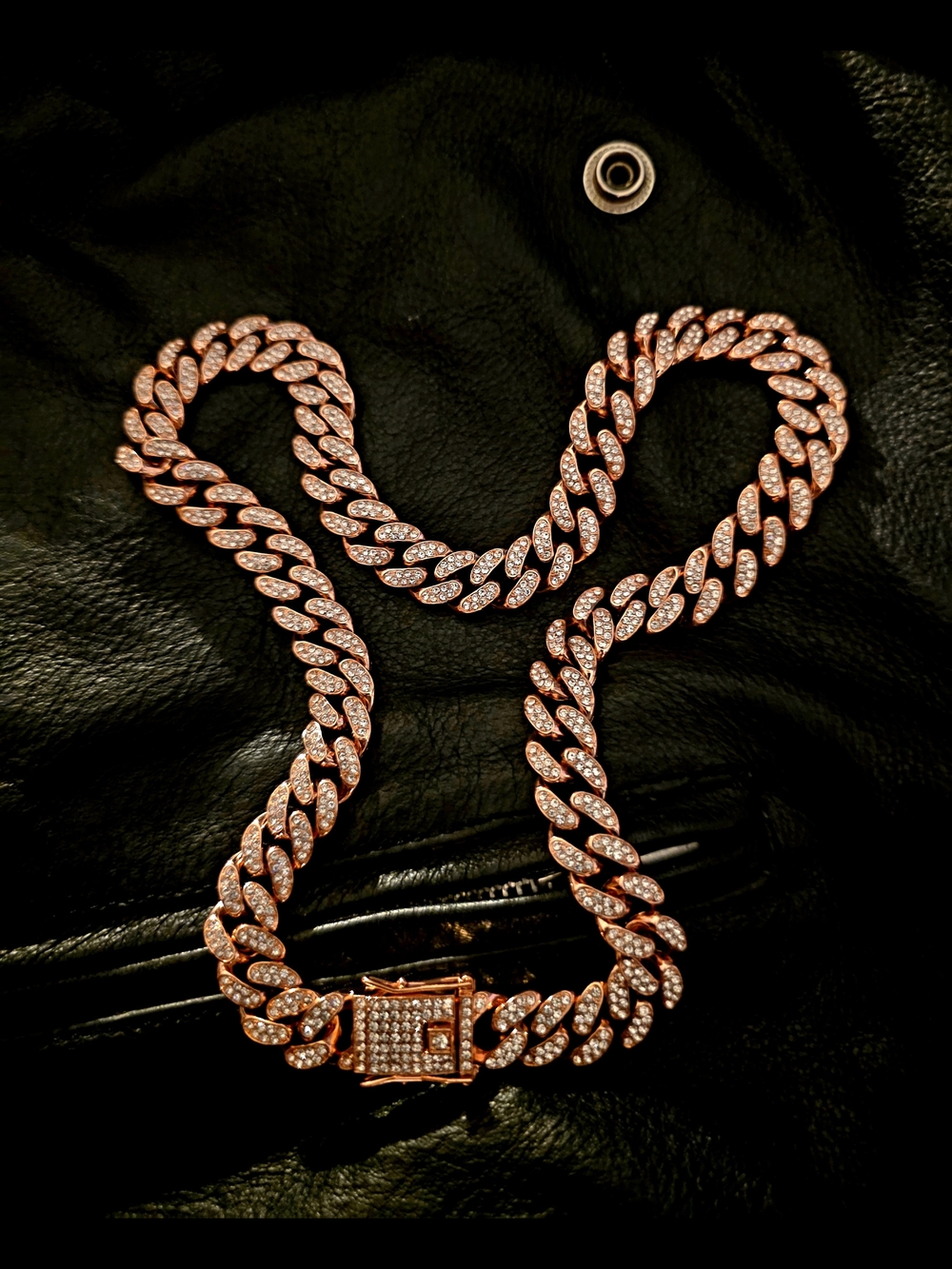 Pave Cuban Link Necklace in Rose Gold Tone